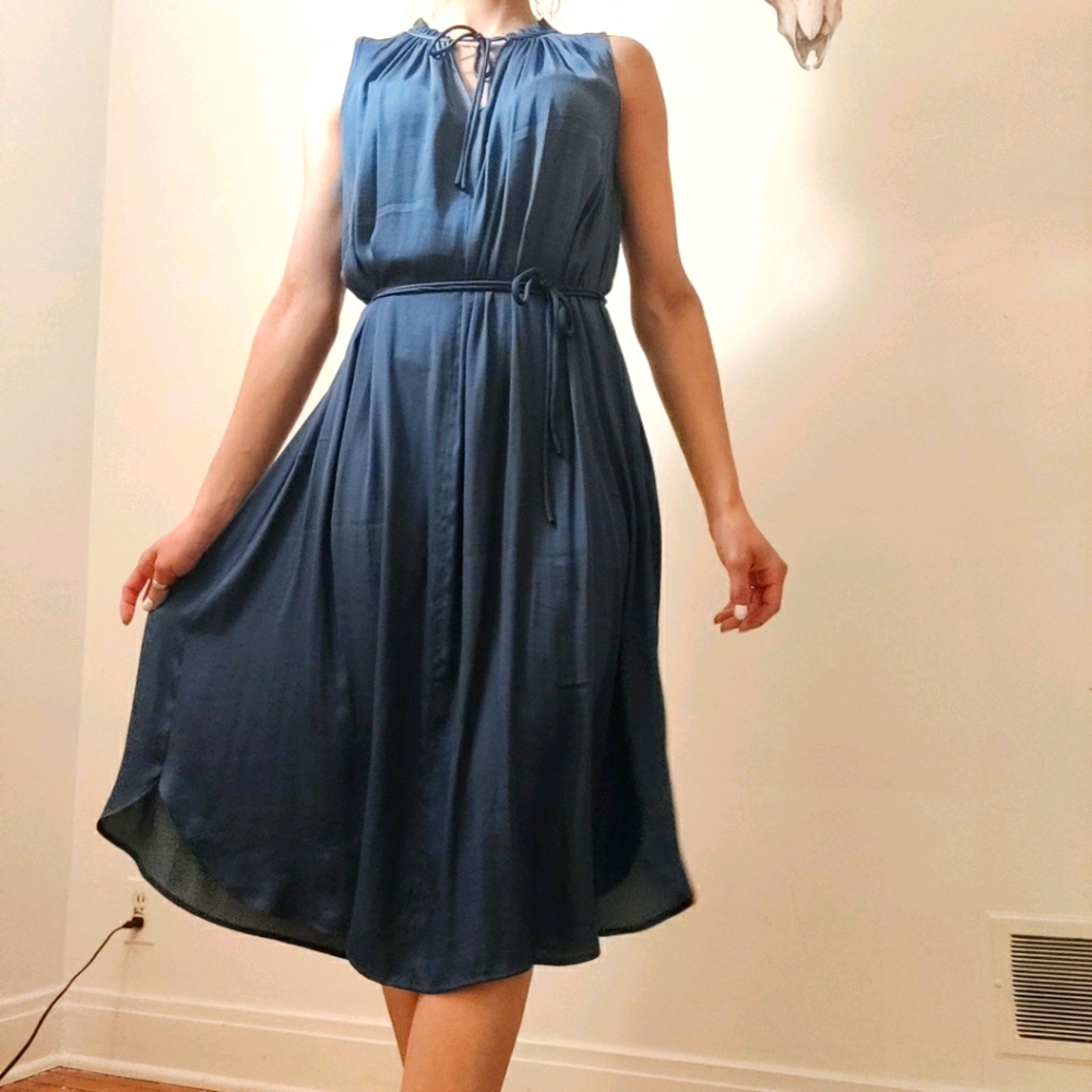 Loft satin blue dress
